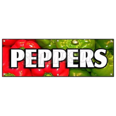 Signmission PEPPERS BANNER SIGN hot spicy sweet jalapeno green hot bell fresh banana B-72 Peppers